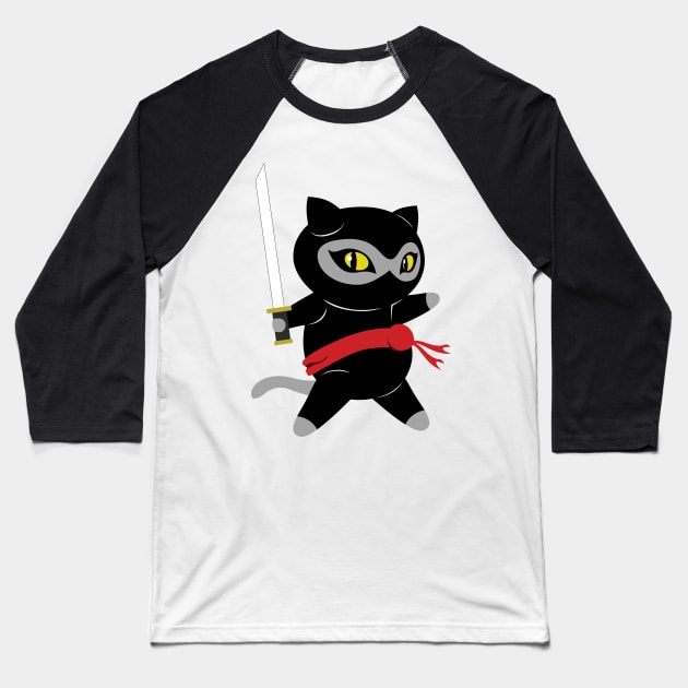 Ninja Cat Swordsman! Baseball T-Shirt by The Toku Verse